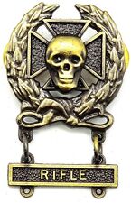 Expert Sniper Skull Badge Pin Rifle Bar Army Marksman M24 Medal ANTIQUE Insignia picture