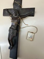 VINTAGE SOLID BRONZE CRUCIFIX FROM EARLY 1900'S picture