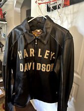 100th Anniversary Black Leather Jacket Harley Davidson 100 Years Size XL picture