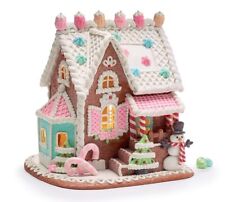Gingerbread Victorian Cake House Brown White Light Up Claydough 9