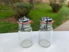 Scarce Vintage 1960's Wire Side Bail Canning Jar Salt & Pepper shakers set picture