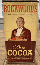 VINTAGE ROCKWOOD'S PURE COCOA 1 LB CANISTER 7.25X3.5X2.5 picture