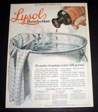 1921 OLD MAGAZINE PRINT AD, LYSOL DISINFECTANT, MAKES CLEANING WATER KILL GERMS picture