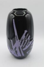Vintage 1980's Andrea by Sadek Abstract Purple & Black Vase Made in Japan picture