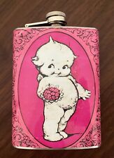 Vintage Cherub Doll Flask 8oz Stainless Steel Pink picture
