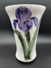 Clouds Porcelain, Folsom, CA Handmade Vase w Iris, 9