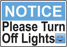 5x3.5 Blue Notice Please Turn Off Lights Sticker Vinyl Door Sign Stickers Signs picture