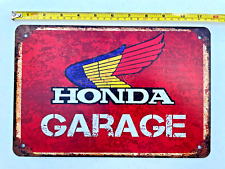 Honda Garage Tin Sign Honda Logo Retro Vintage Wings Metal Art Office Man Cave picture