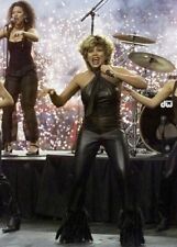 Tina Turner on stage singing in black leather outfit 5x7 inch photo picture