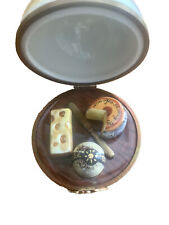 LIMOGES FRANCE BOX - ROCHARD - DOMED CHEESE PLATTER - THREE CHEESES & KNIFE picture