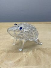 (Clear w/ Blue Eyes) Unique Blown Glass Hedgehog Shaped Tobacco Pipe / Ornament picture