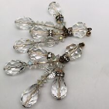 CUT CRYSTAL VINTAGE SPRAY 14 KT. YELLOW GOLD MARK FINE EARRINGS picture