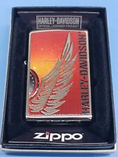Zippo 28977 Harley Davidson Red Wings High Polish Chrome picture