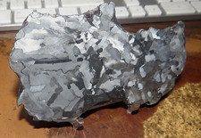 130 GM. CAMPO DEL CIELO ETCHED METEORITE SLICE SLAB STAND .29 LBS JAL picture