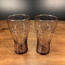 Set of 2 Amber Vintage Coca-Cola Classic Drinking Glasses Embossed picture