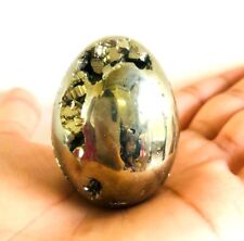 Golden Pyrite Oval Egg Polished Gemstone Healing Gift Feng Shui Psychic Energy picture