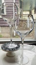 1990's Lenox Gold Eternal Water Wine Glass Dimension Shape Crystal Set Of 2 picture