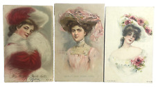 Pretty Lady Postcard Merry Widow Hats Muff Roses (1) a/s E H Kiefer Lot 3 picture