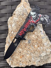 DARK KNIGHT ASSISTED Black Gun Pistol Joker WHY SO SERIOUS FOLDING Pocket KNIFE picture