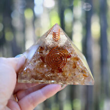 Entirely Zen Natural Citrine Orgone Pyramid XL 75mm 3inch EMF & 5G Protection picture