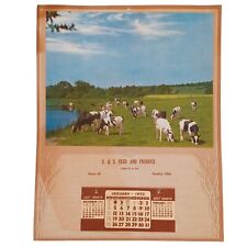 Hominy Oklahoma 1953 Calendar Cow Cattle Ranch Advertising S and S Feed Produce picture