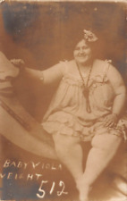 RPPC PAPERMOON Circus Fat Lady Baby Viola Weight 512 lbs. c1920 Photo Postcard picture