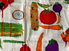 Vintage Fabric Crantex Vegetable Print Asparagus Radish Carrot Eggplant picture