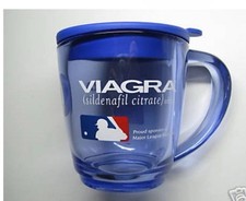 VIAGRA Blue Acrylic Mug with lids. Major League Baseball Logo. NIB. Free   Ship picture