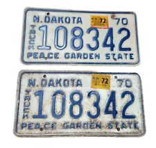 Vintage Antique Pair 1970 North Dakota Truck license plates 108342 Peace Garden picture