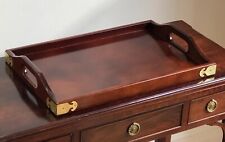 Bombay Company Campaign-Style Wood & Brass Corners Handled Serving Tray picture