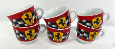 Vintage 2000 Ferrari Red Espresso Porcelain Coffee Tea Mugs Logo Set of 6 Cups picture