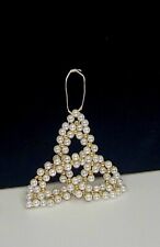 Handcrafted Japanese Pearl and Gold Beaded Triquetra (Triangle) Ornament picture