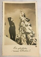 1937 German Happy New Year Post Card With 3 5 Pfenning Hindenburg Stamps picture
