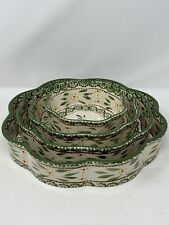 Set of (4)TEMP-TATIONS By Tara OLD WORLD Baking Dishes 6,8,10, 12” NEW green HTF picture