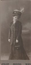 VINTAGE PHOTOGRAPH  GREAT AD,WIEN,AUSTRIA, 1909 VICTORIAN LADY PURSE HAT,STOLE picture