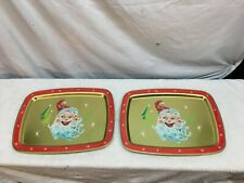 VTG Pair of TV. Lap Tray with Santa Clause Christmas Cookie  tin tray 14.5 x 11 picture