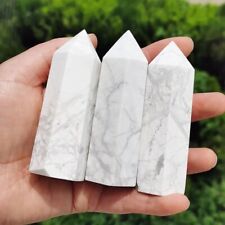 3'' Natural Howlite Point Obelisk Wand Tower Spiritual Deco Anxiety Relief picture