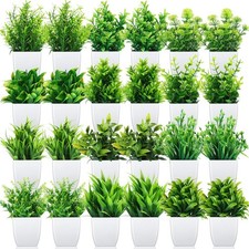 Tigeen 24 Pots Small Fake Plants Mini Eucalyptus Potted Artificial Plants Gre... picture
