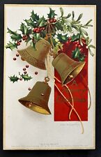 Antique 1907 Ellen H Clapsaddle Embossed Christmas Bell Postcard Unused picture