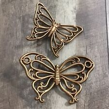 Vintage HOMCO Butterfly Wall Hanging 7537 Decor Set of 2 picture