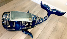 Unique Large Metal Blue Whale with White Graphics Removable Planter Party Bucket picture