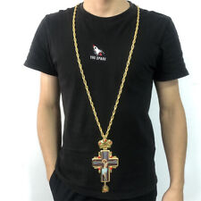 Orthodox Pectoral Vintage Cross Pendant Necklace Crucifix Jesus Catholic Prayer picture