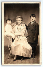 c1905 LADY IN WICKER CHAIR WITH SON AND TODDLER UNDIVIDED RPPC POSTCARD P4269 picture