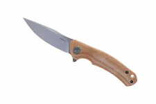 Petrified Fish Warrior Folding Knife Brown Micarta Handle K110 Plain PF949XKM picture