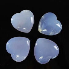 50mm Natural Crystal 3D Heart Carved Blue Chalcedony Reiki Healing DIY Craft picture