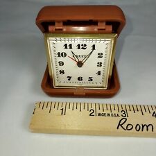 Equity portable wind clock with alarm Brown Case works keeps time vintage picture