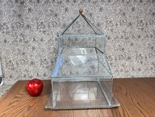 Vintage Lead Glass Terrarium Planter Greenhouse Victorian Tower Fairy Garden 15" picture