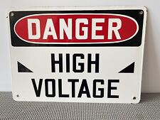 Vintage DANGER HIGH VOLTAGE Electric Power Gas Oil Porcelain Metal Sign  picture