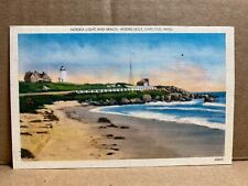 Nobska Light & Beach Hole Cape Cod Massachusetts Linen Postcard No 1041 picture
