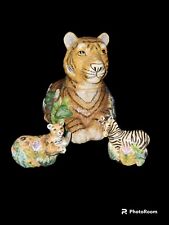 Vintage Sakura Table Jungle Stephanie Stouffer Tiger 1990s With Salt And Pepper picture